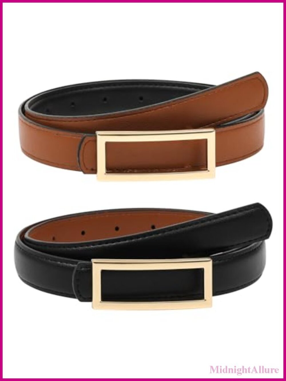 Reversible Skinny PU Leather Belt 2-in-1 Adjustable Women's Jeans Belt
